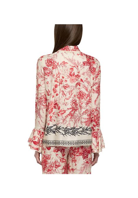 Camicia Simona Corsellini Flower Ink donna CA00101 Rossa panna stampa rouches  SIMONA CORSELLINI | Camicie | CA00101V0717
